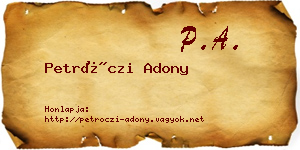 Petróczi Adony névjegykártya